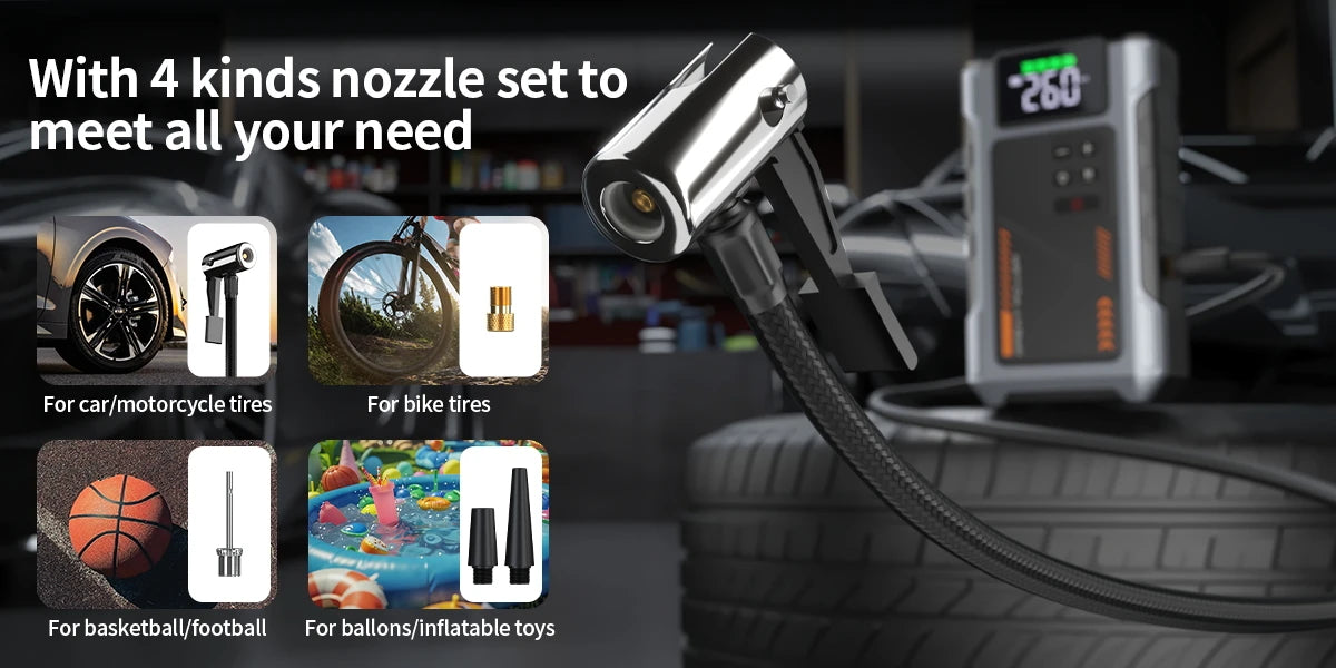 Portable Car Jump Starter With Air Compressor,
