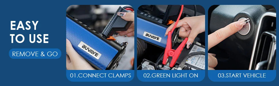 BUVAYE Car Jump Starter Air Pump Outdoor