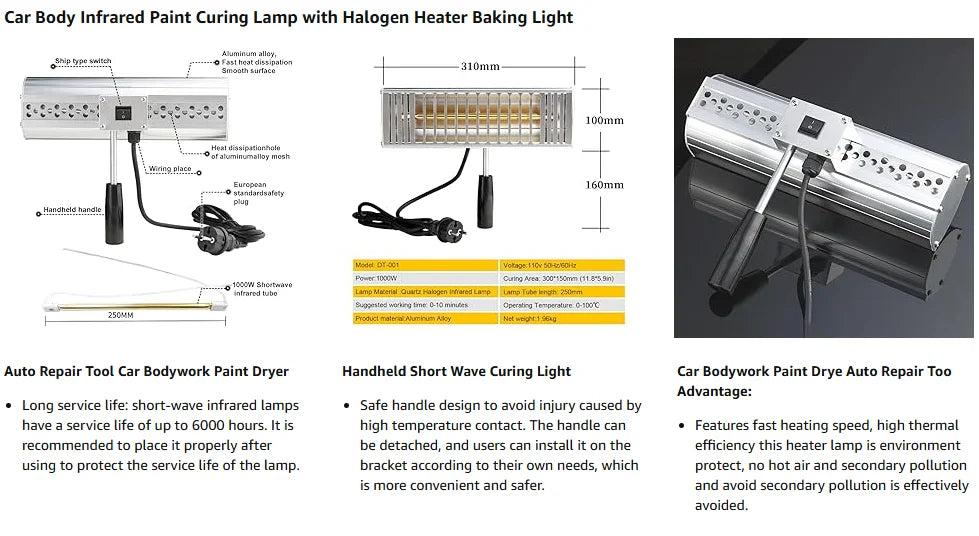 DATOUBOSS Portable Infrared Paint Curing Lamp 1000