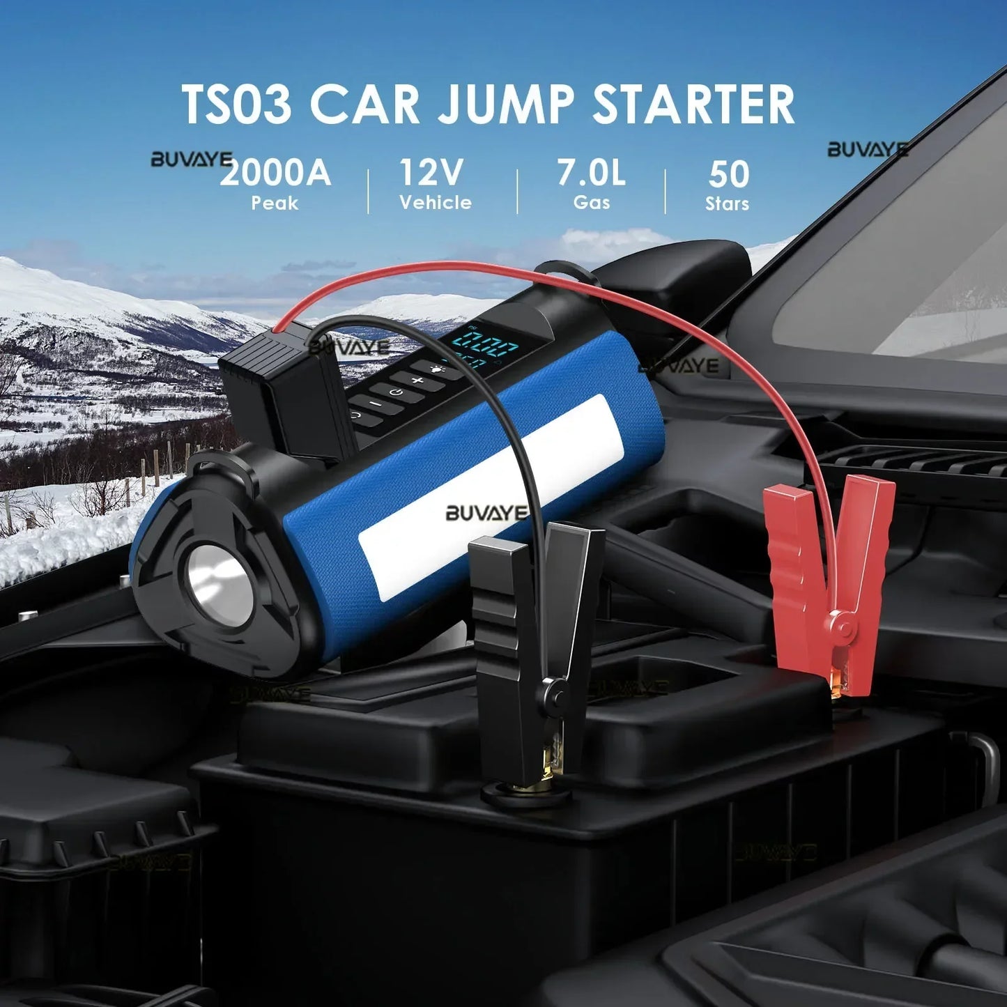 BUVAYE Car Jump Starter Air Pump Outdoor