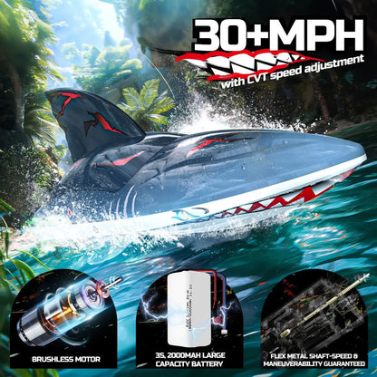 RC Shark Boat 3S Speed, Self-Rising
