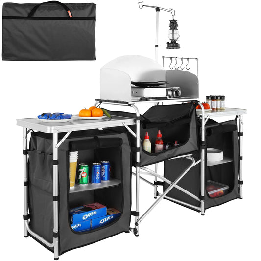 SucceBuy Camping Outdoor Kitchen Table Cabinet