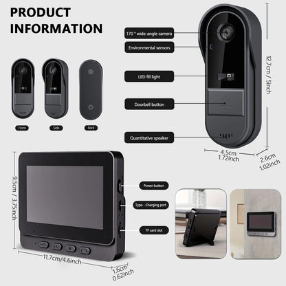 WiFi wireless smart video doorbell, Two-way outdoor