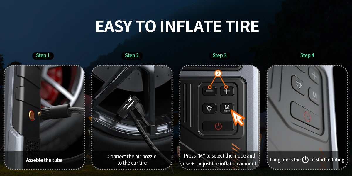 Portable Car Jump Starter With Air Compressor,