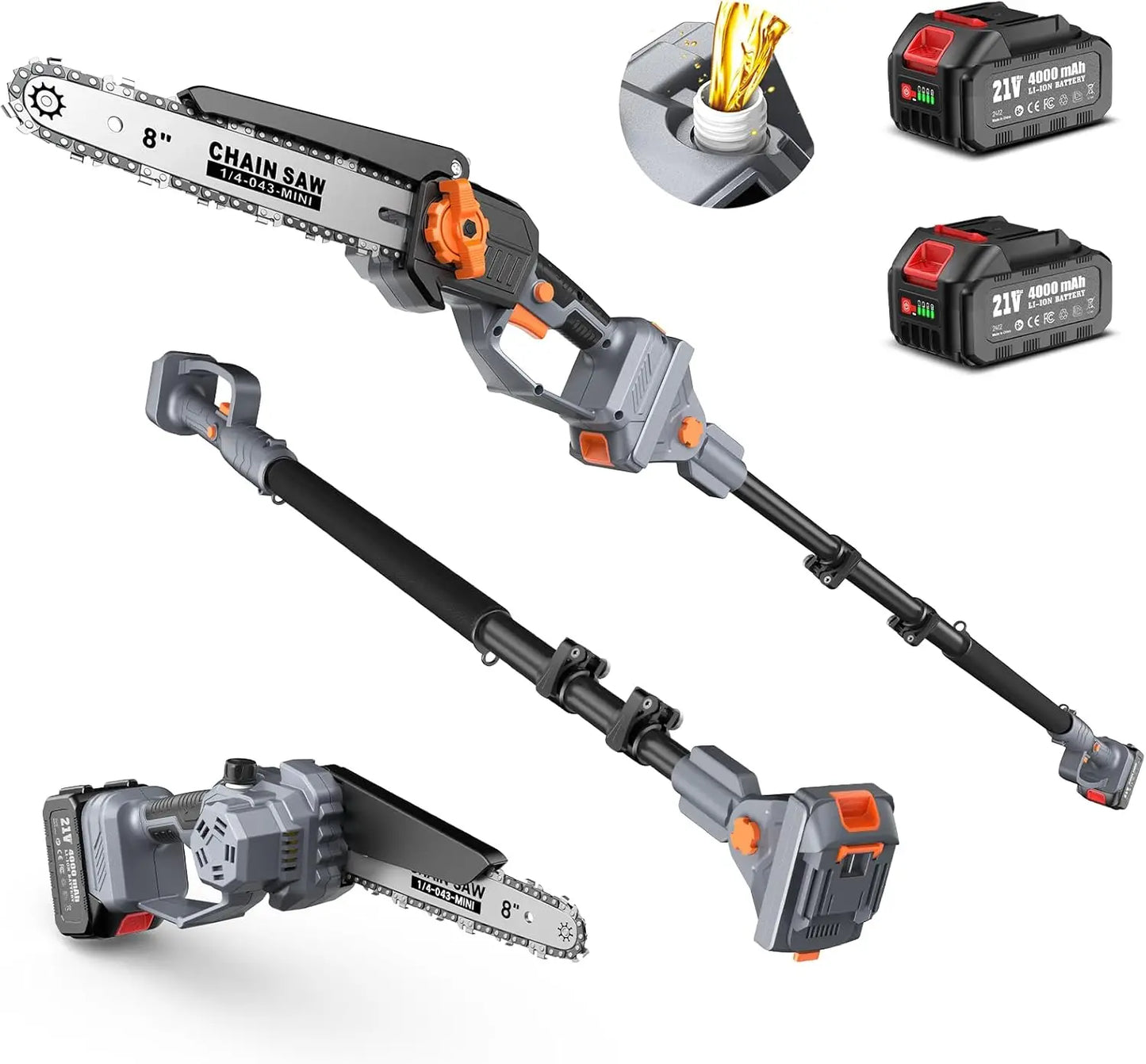 Taskstar Cordless Pole Saw 8'' Mini Brushless Chainsaw