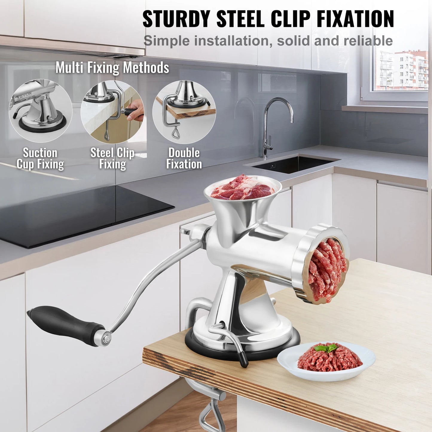 Manual Meat Grinder 304 Stainless Steel Hand