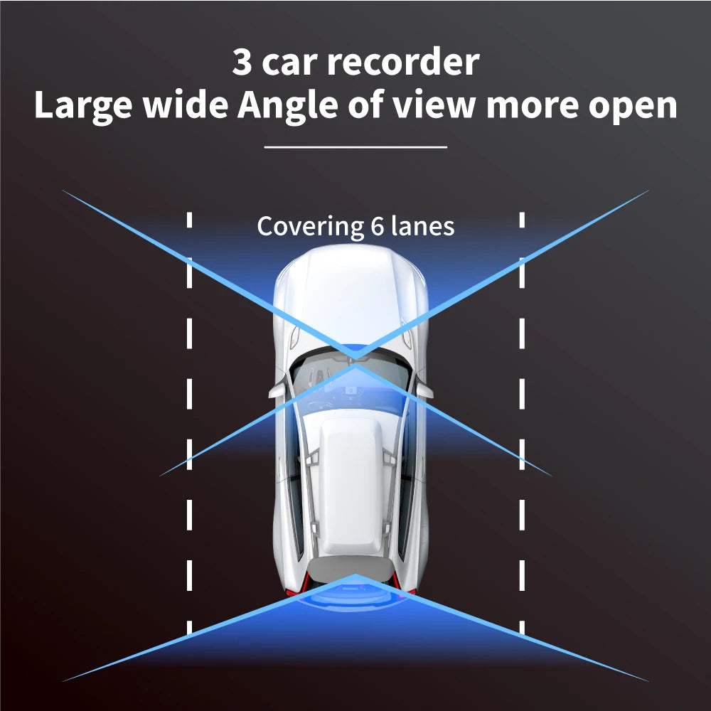 3 Channels Dash Camera For Cars HD 1080P Video