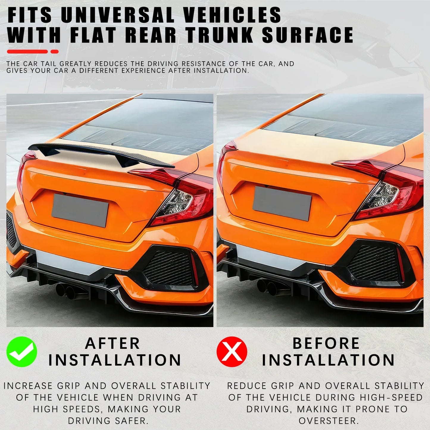 47" Universal Car Racing Rear Trunk Spoiler Sedan