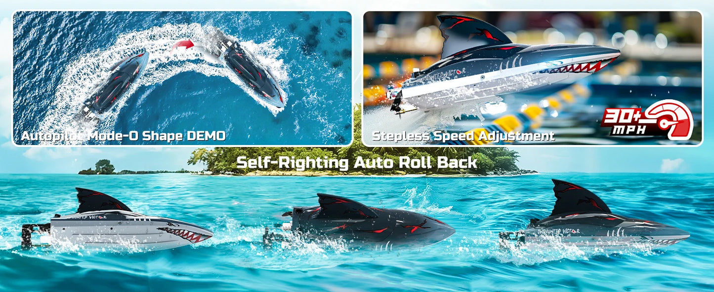 RC Shark Boat 3S Speed, Self-Rising
