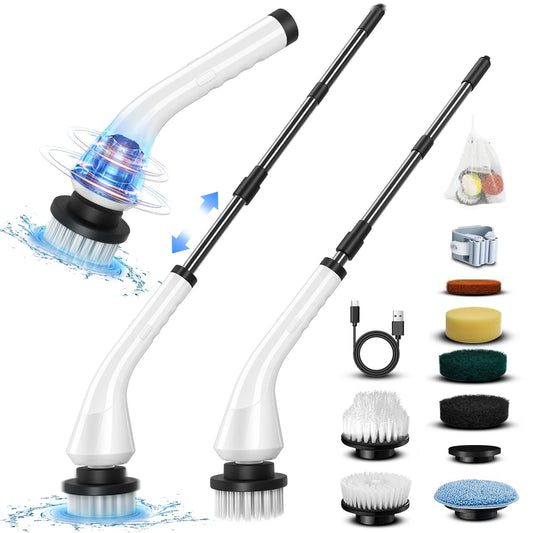 Electric scrubber with 8 Replaceable Brush Heads