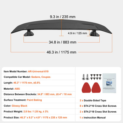 VEVOR GT Wing Car Spoiler 46.3 Universal Spoiler