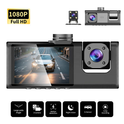 3 Channels Dash Camera For Cars HD 1080P Video