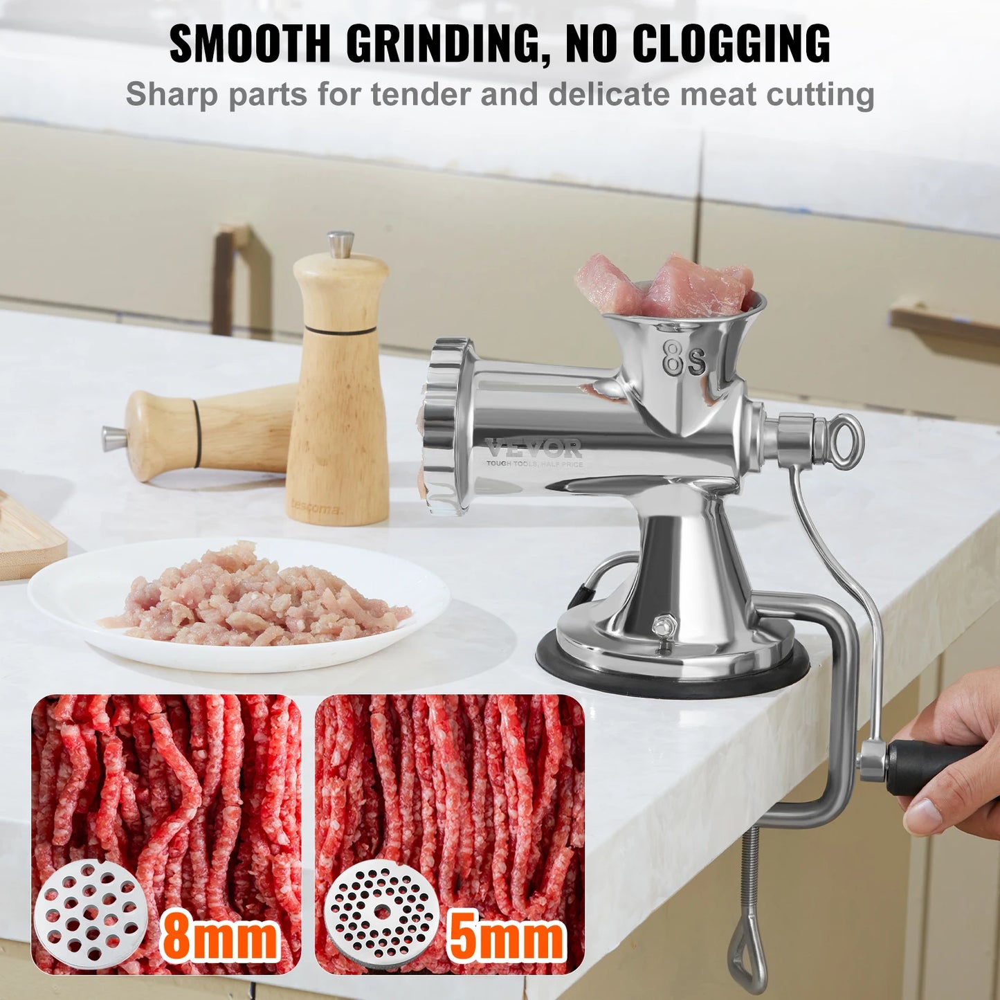 Manual Meat Grinder 304 Stainless Steel Hand