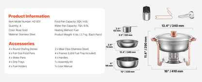 SucceBuy 4 Pack Chafing Dish Buffet Set Stainless