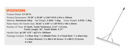 Landscape Rake 36" Head Aluminum