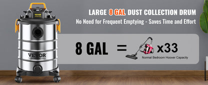 SucceBuy Stainless Steel Wet Dry Shop Vacuum
